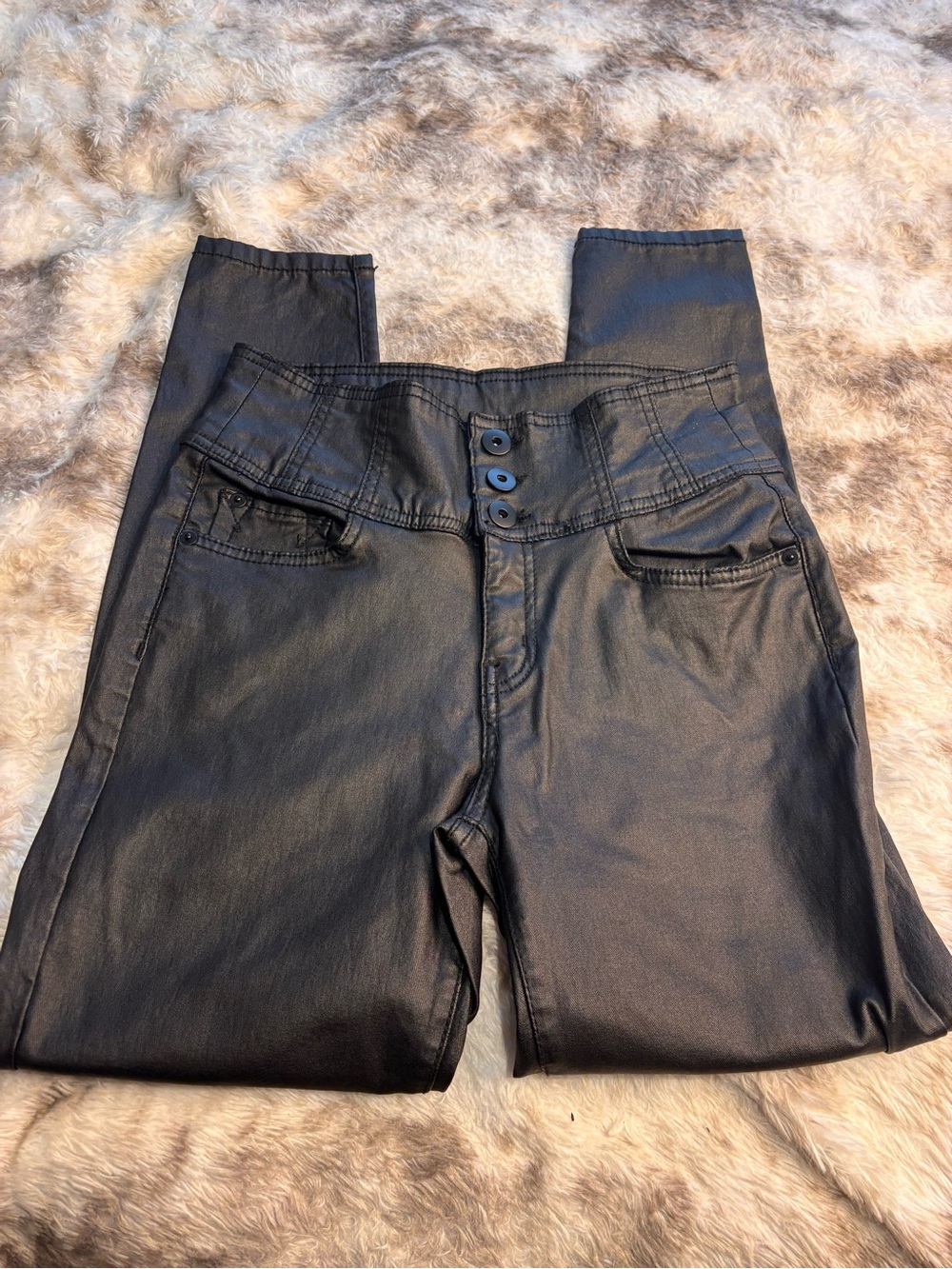 No Boundaries Black Jeggings with Button Front